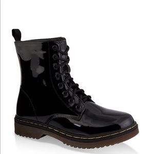 Black Patent Combat Boots